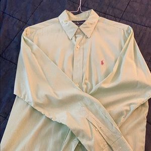 Ralph Lauren Green Striped Cotton Button Down